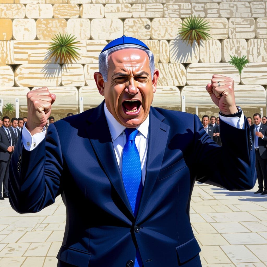 Prime Minister at Western Wall in Dramatic Style