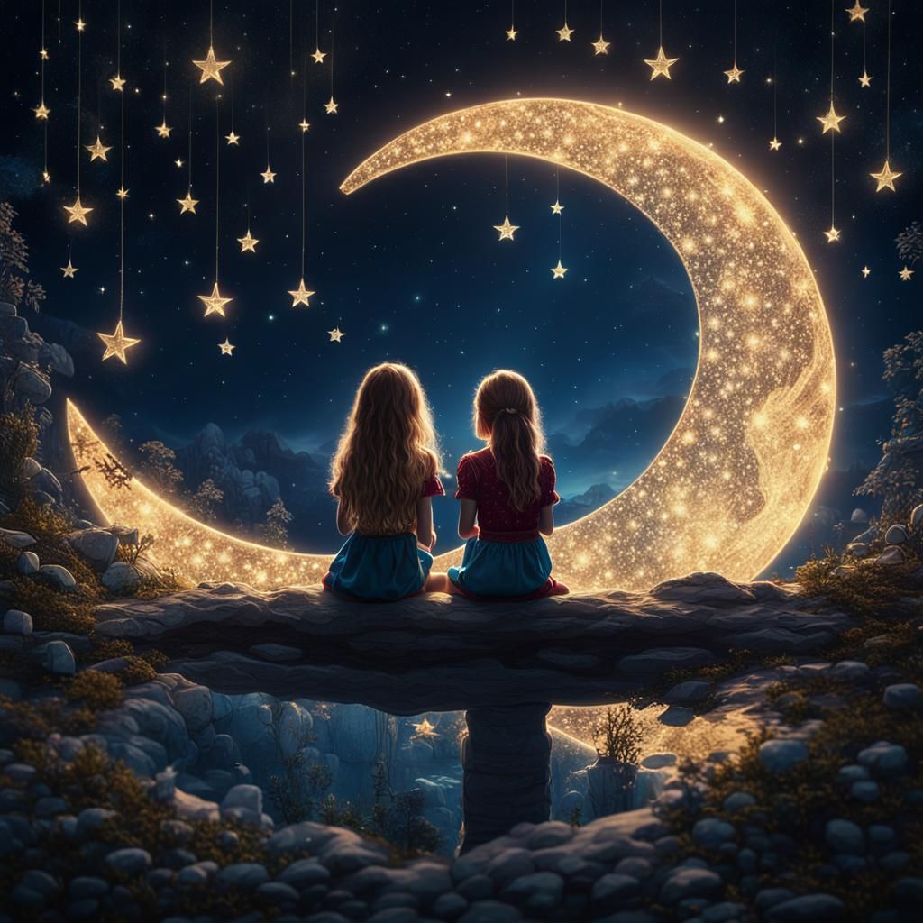 Sisters reaching for the moon   by @Kelzz