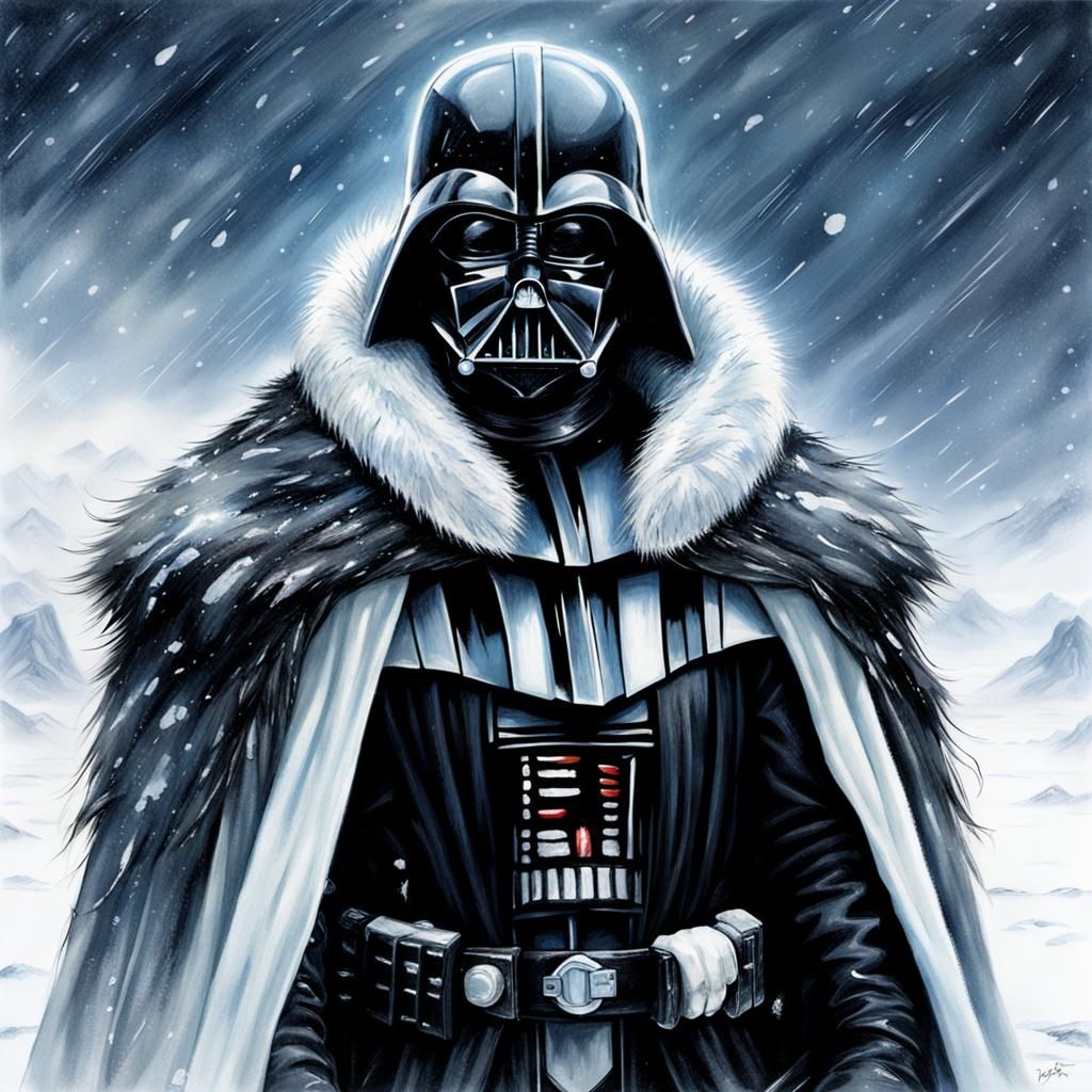 Darth Vader In The Cold On Hoth With A Fur Cape Luis Royo Style - AI ...