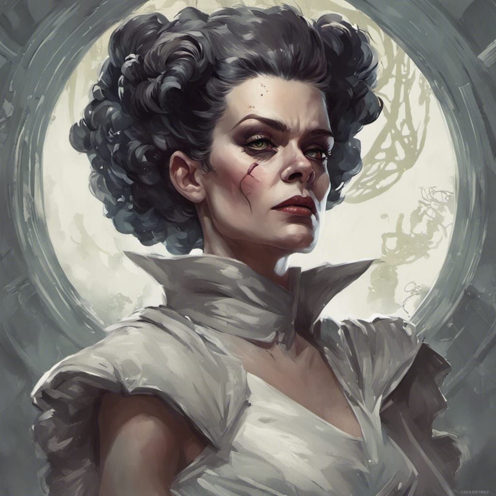 BRIDE OF FRANKENSTEIN, BADASS, HOUSEWIFE POSE head and shoulders ...