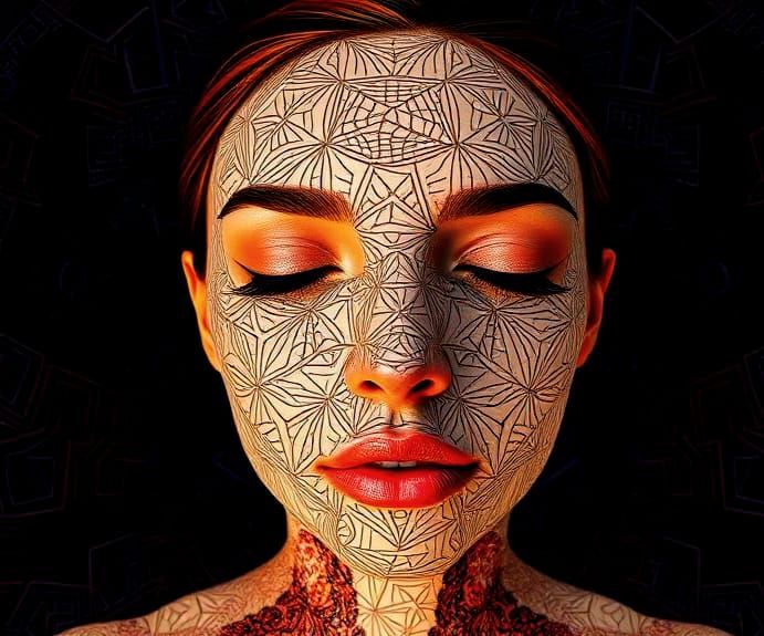 She is shedding her skin. Her outer self peels off to reveal...