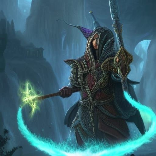 Wizard using Magic Staff 2