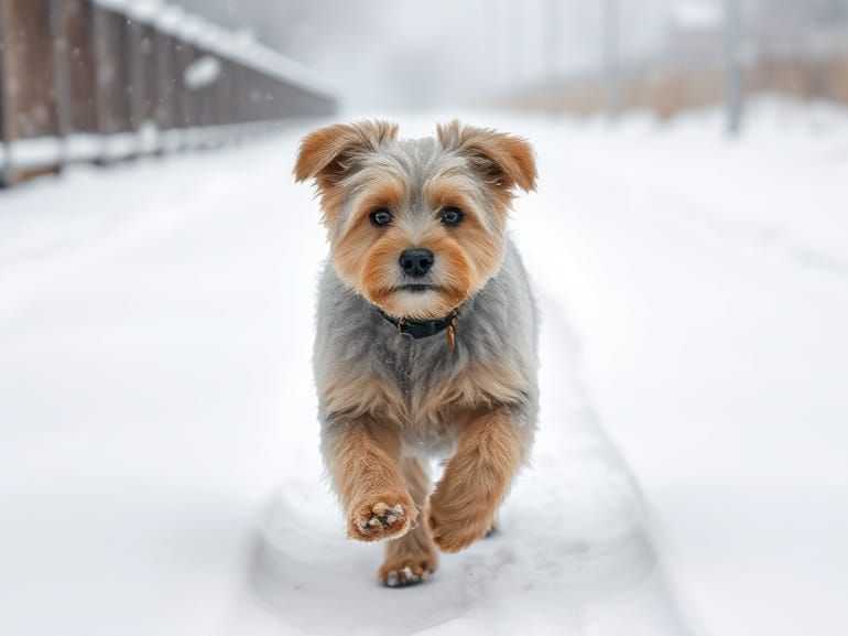 first snow in his life  by @szuzi