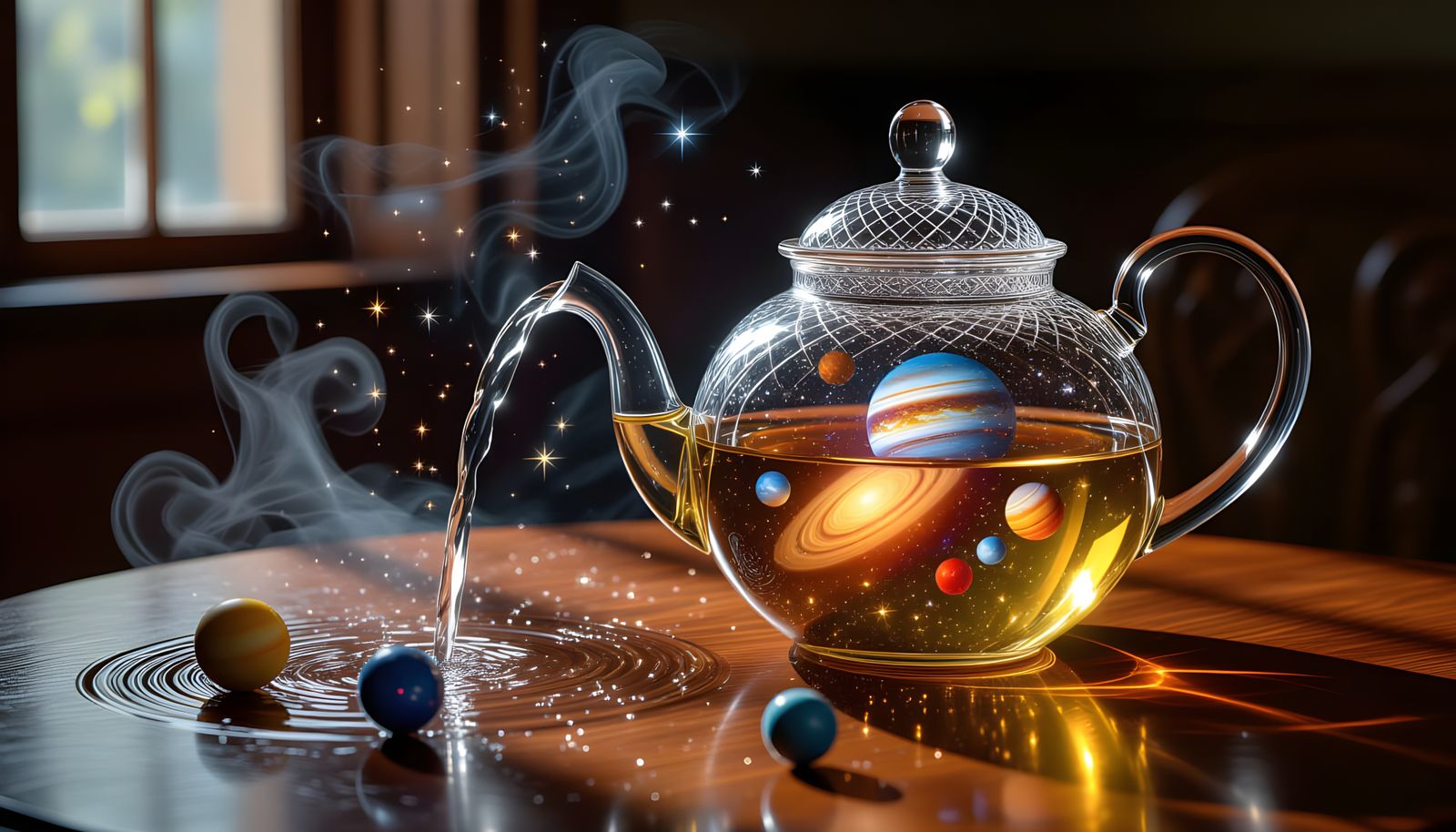 A Fine Crystal Teapot Pouring Out Stars And Planets  by @KOSH