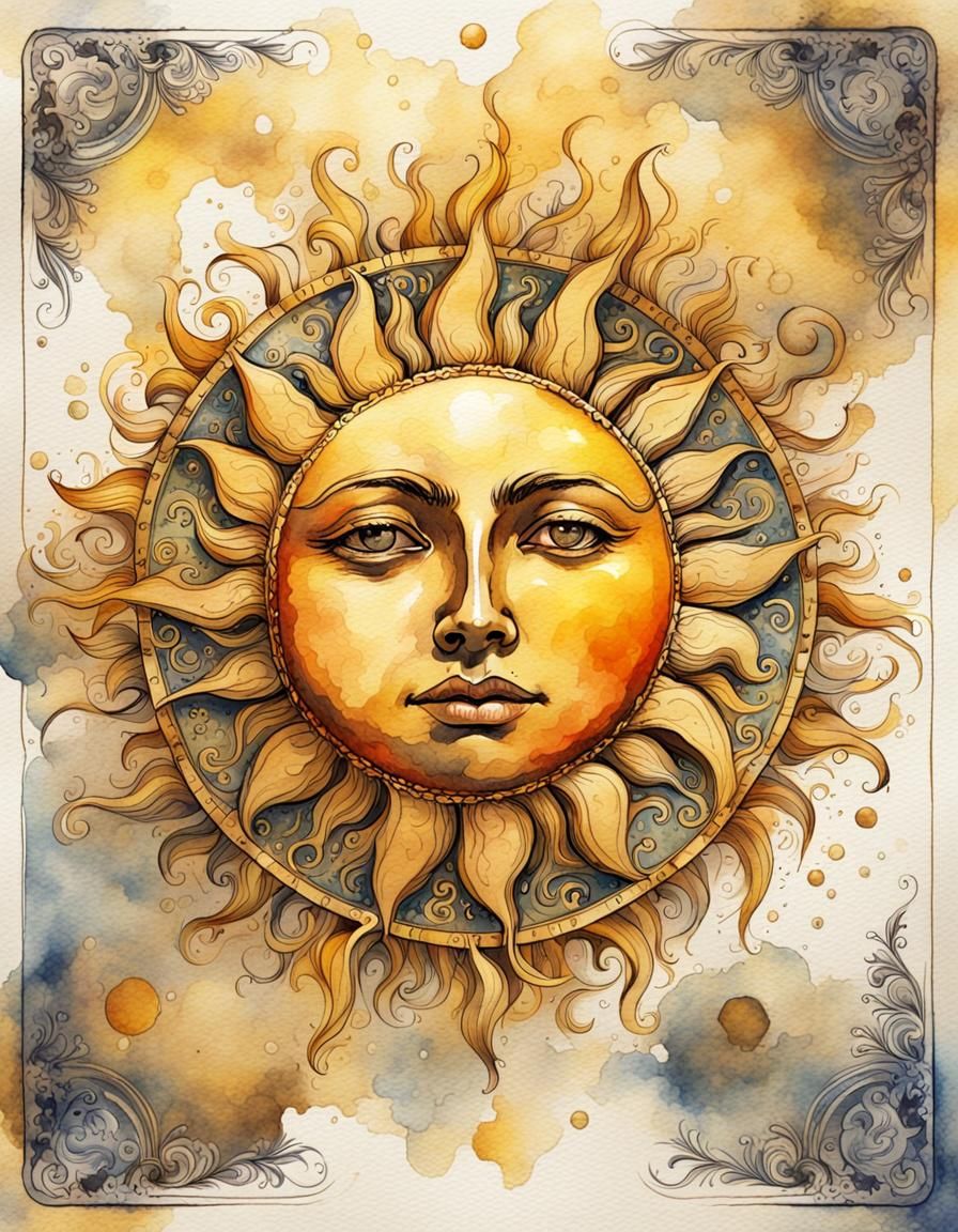 A Playing card, highly stylized image of the sun - AI Generated Artwork ...