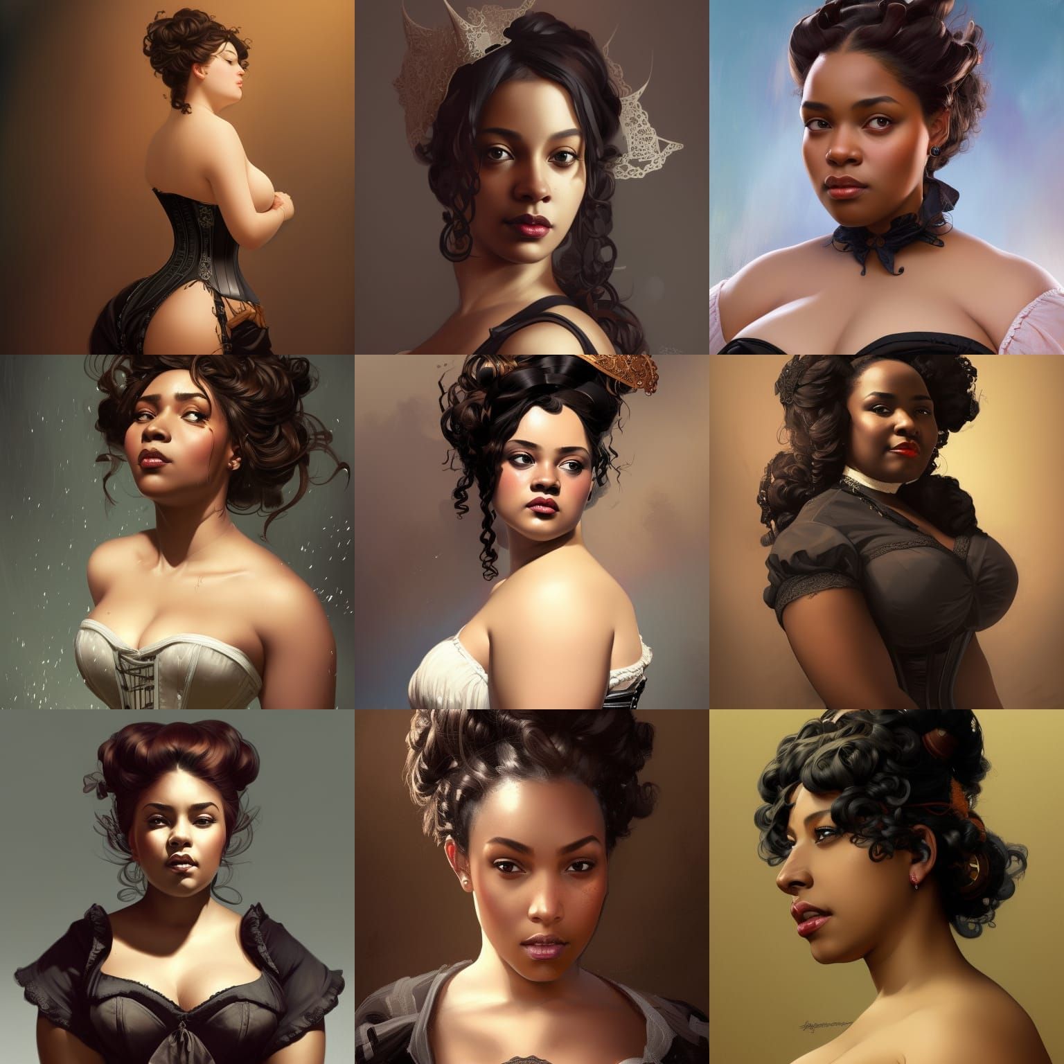 Curvy victorian age young black woman with a corset - AI Generated Artwork  - NightCafe Creator