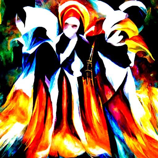 Battle nuns Leonid Afremov gothic art fractal