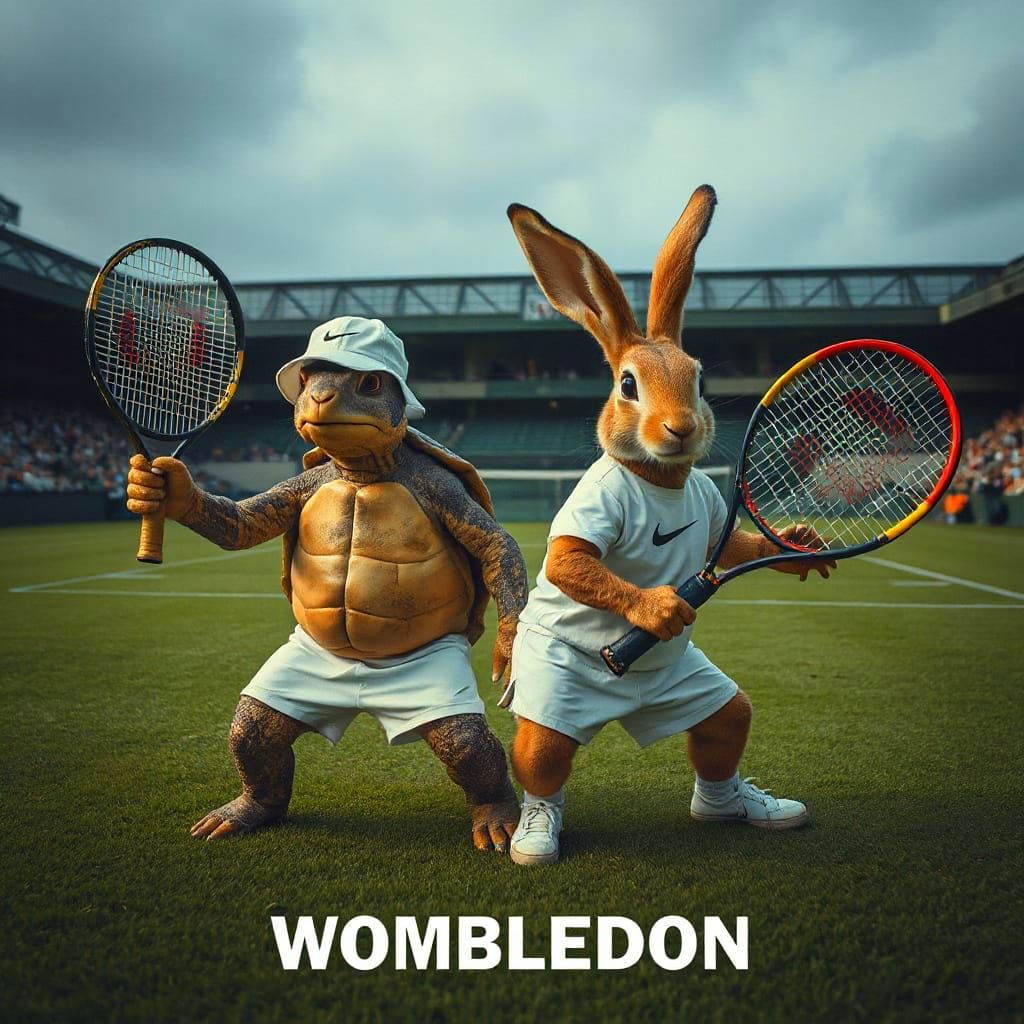 A formidable pair pose for a photo at Wombledon 🐢🐇🎾  by @Kalpine