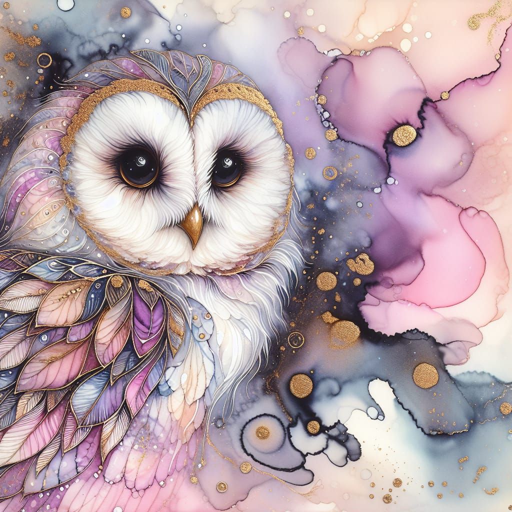 watercolor whimsical owl  by @whiterose