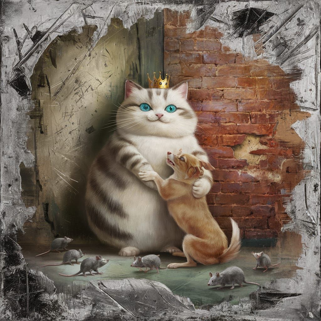 A captivating and whimsical piece of art featuring a charmin...