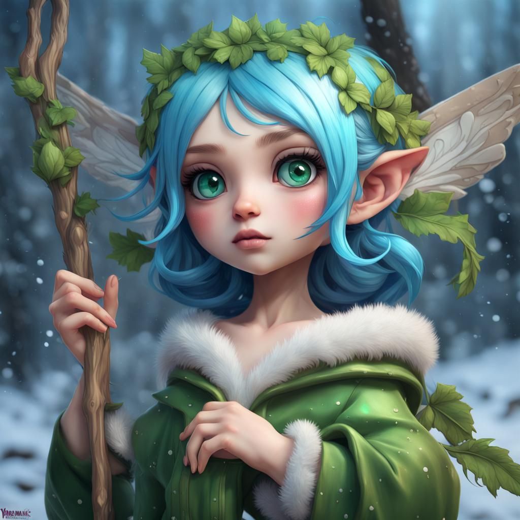 Cute winter fae Chibi figure - AI Generated Artwork - NightCafe Creator