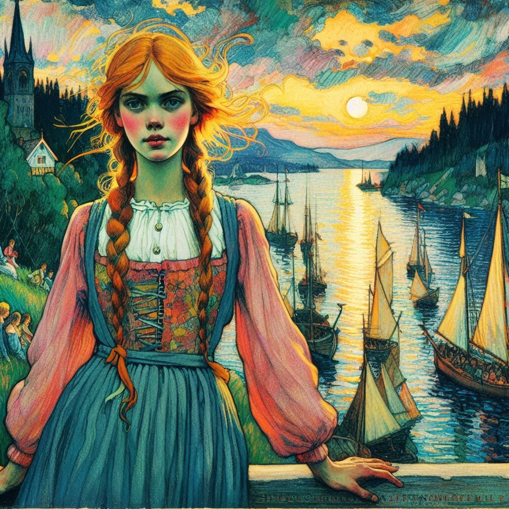 The Red-Haired Explorer at Dusk: A Girl with Fire in Her Hea...