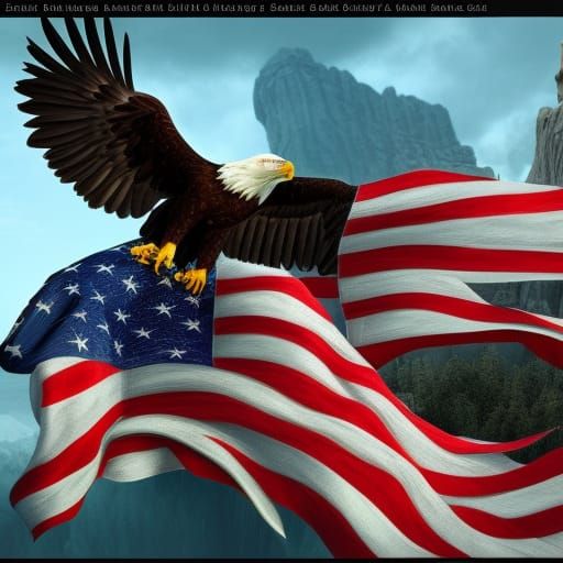 Eagle with American flag background