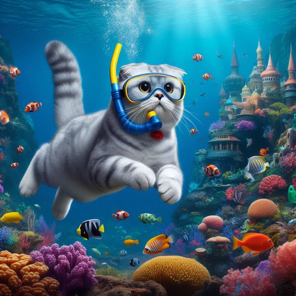 Snorkeling Scottish Fold