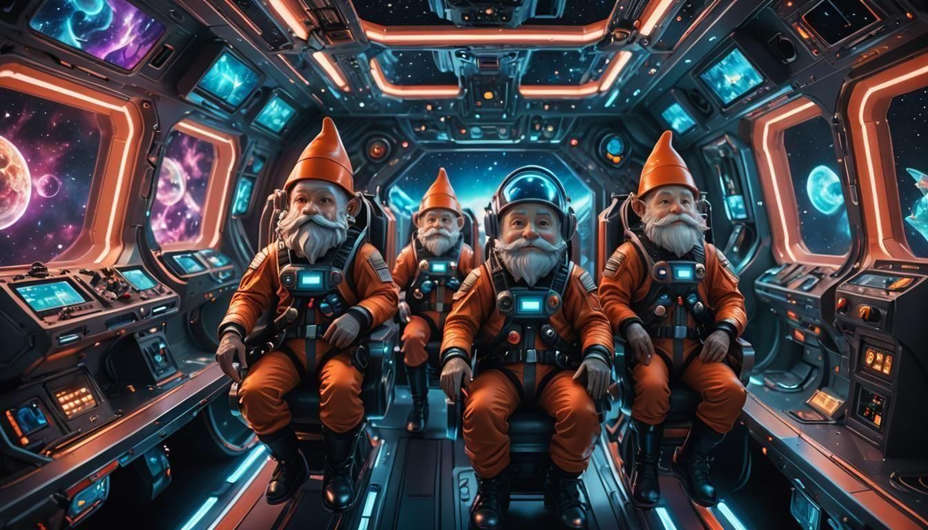A group of gnomes space travelling  by @Alan