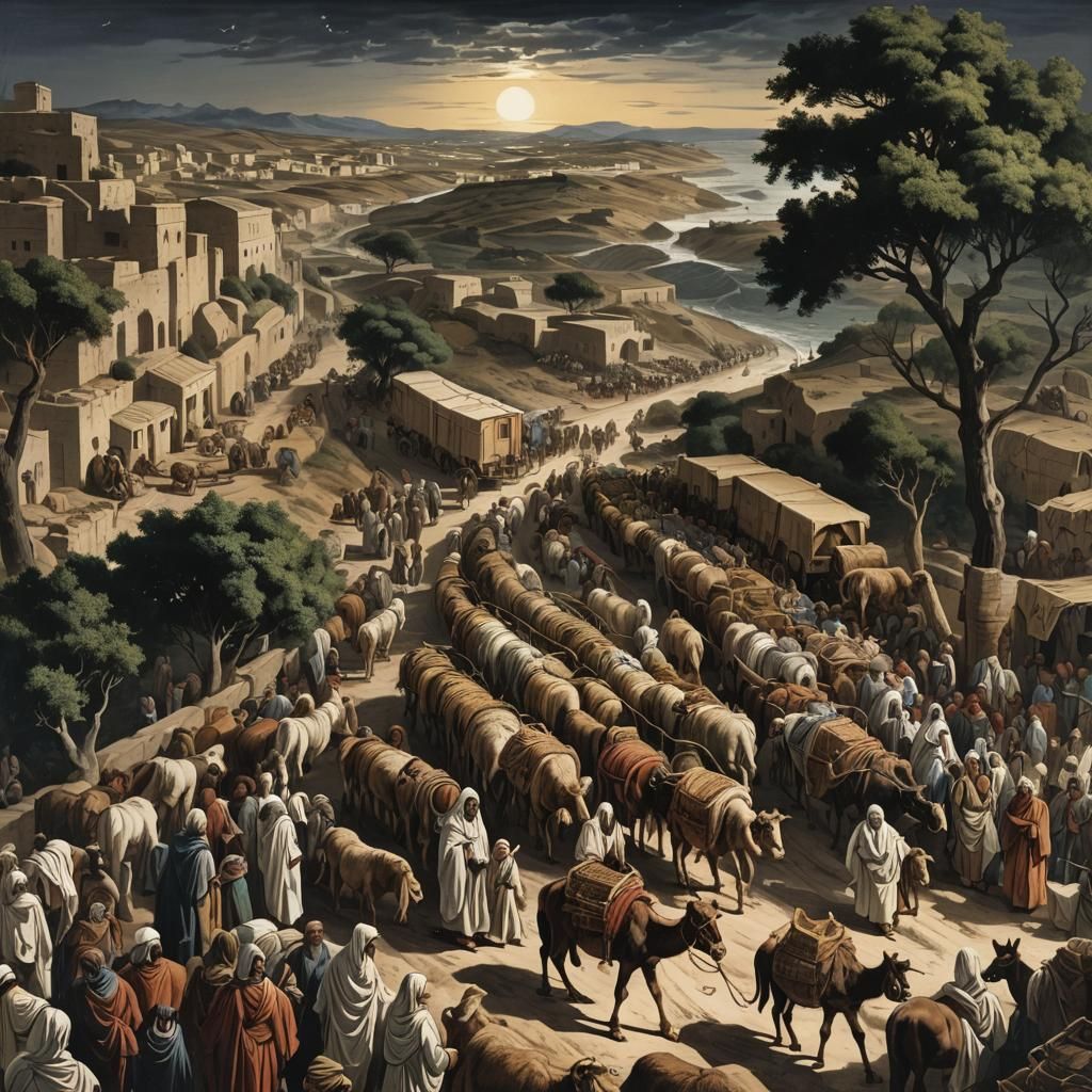 night. Hundreds of biblical families, the Israelites from th...