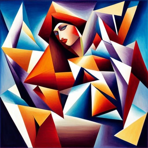 Geometric Weed Mandala Dreamcatcher in Cubist Style