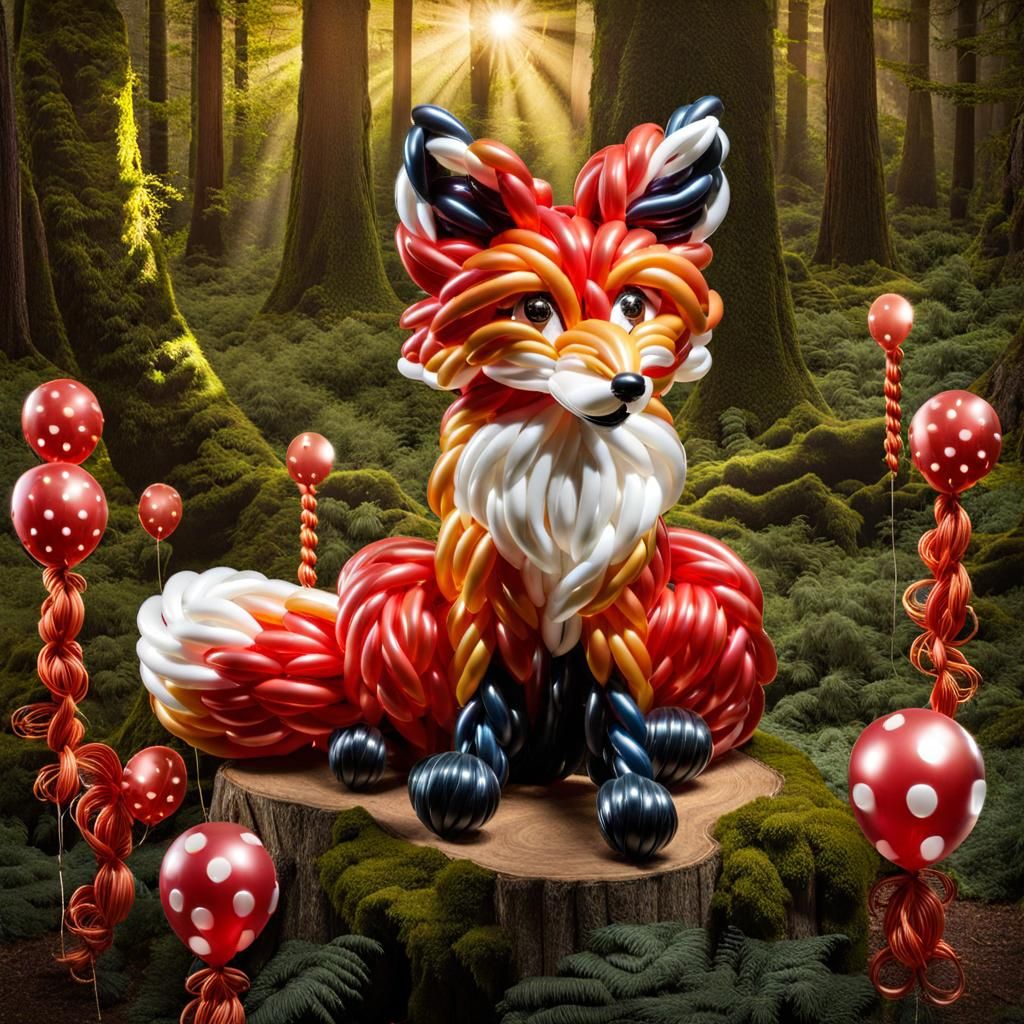 Red Fox in Traditional Balloon Art Style  by @Chelle