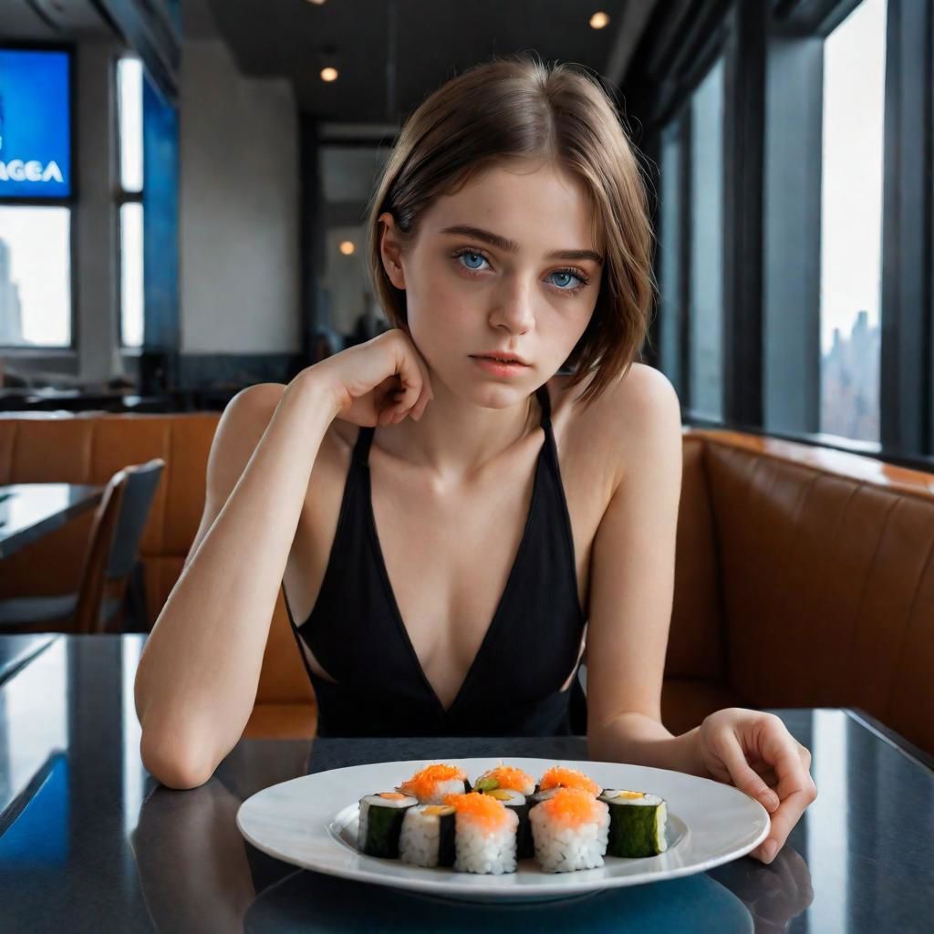 Girl eating sushi