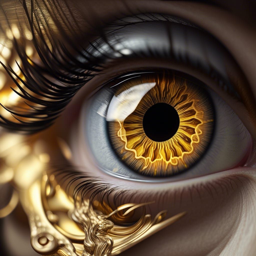 macro eye iris grey ,gold specs . inside the iris eye a beau...