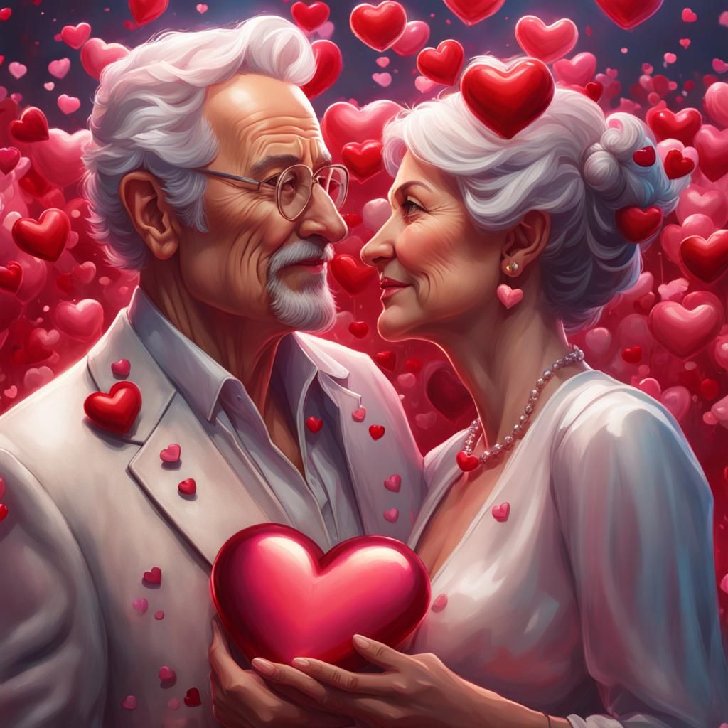 Pensioners celebrating Valentines day with random floating love hearts  by @Colin-Bentham