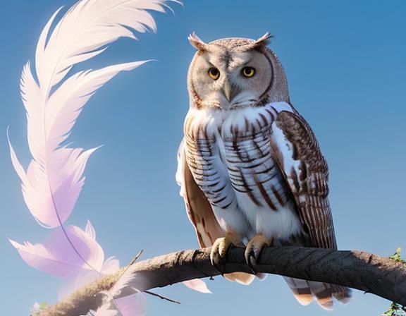 A charismatic owl with delicate features, bright colours fea...