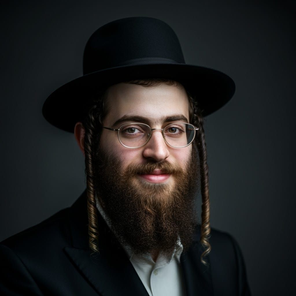Ultra-Realistic Digital Portrait of a Hassidic Man in a Corp...