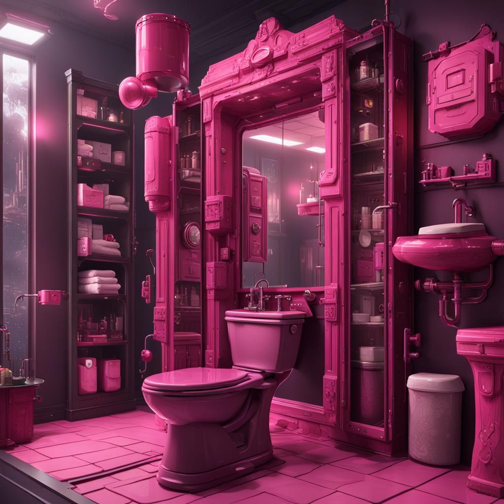 backroom + pink + casual + wash stand + tech + mirror + toil...