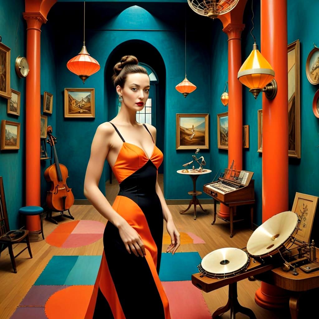 Ladies in Vibrant Retrofuturistic Dreamscape