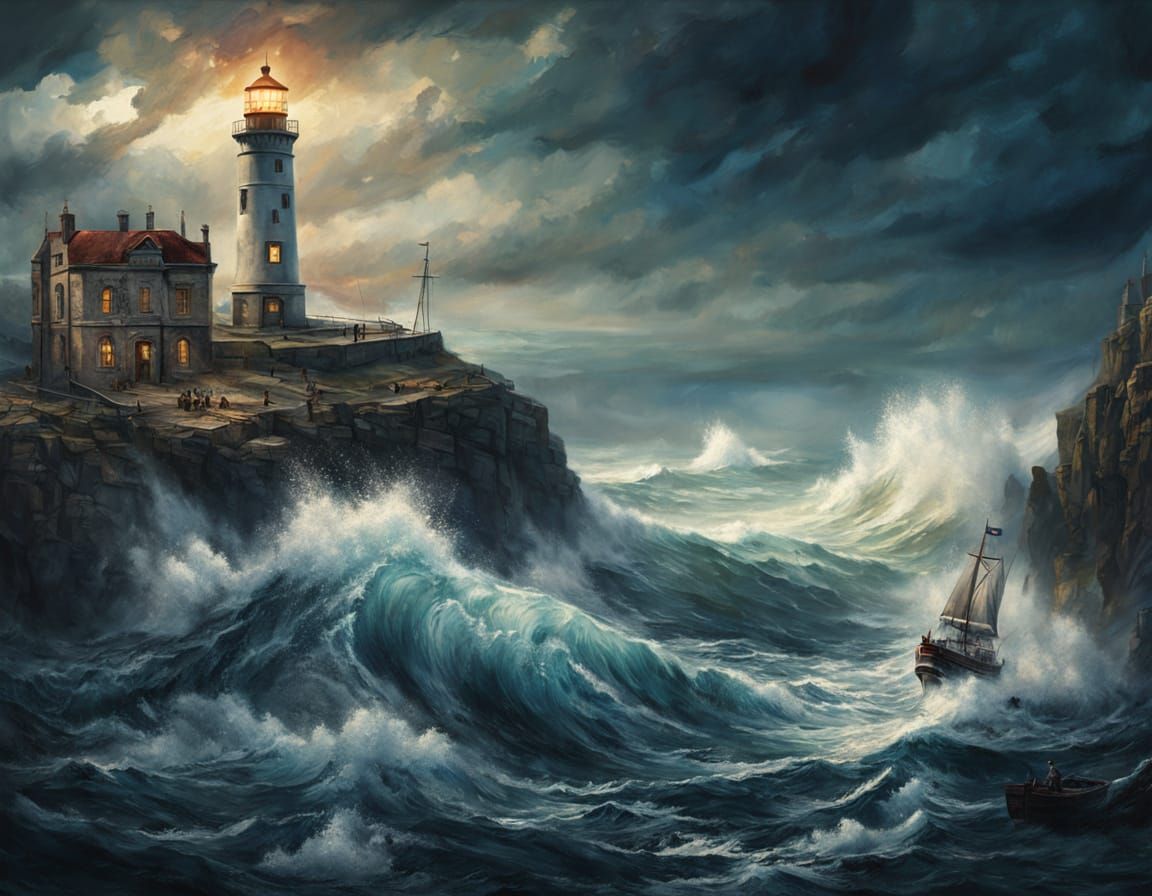 A lighthouse amid the high waves  by @dhee noerd