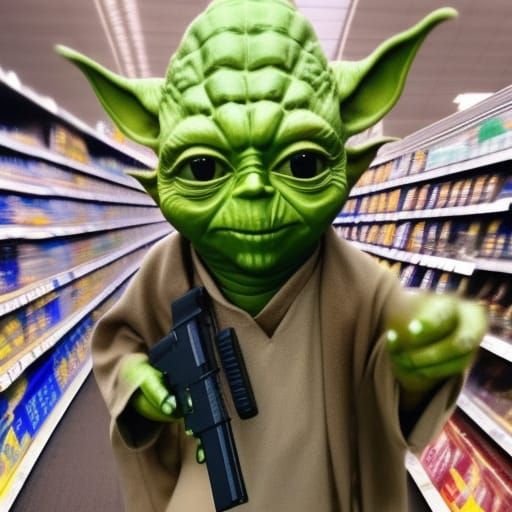 yoda with a glock