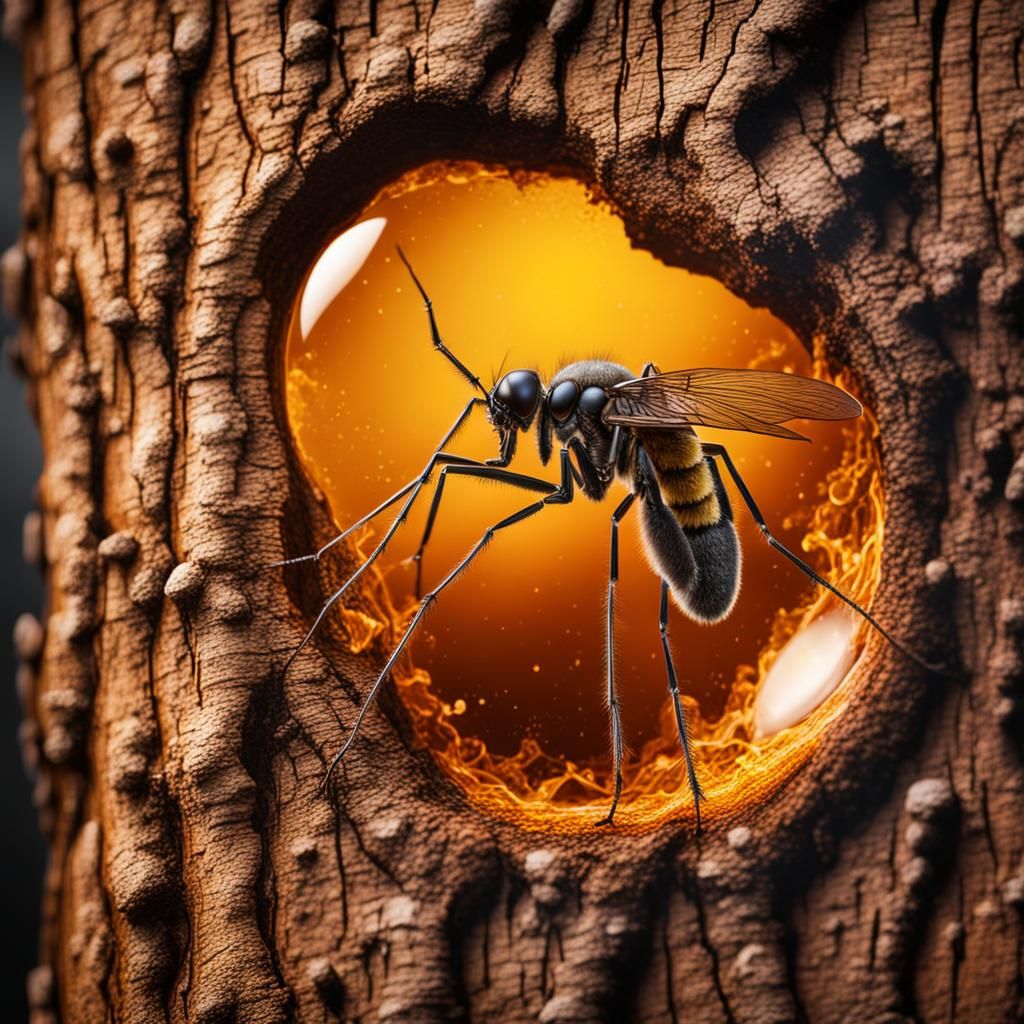  amber bubble and the  mosquito   by @Mapont