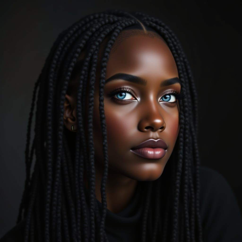 WAFOTO; PORTRAIT African, blue eyes, long brided haircut.

--clip_scale 10 --iterations 500. <lora:Sveta 2k V2:1.0>