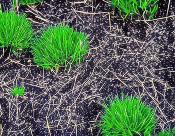 Sunlight glitters on the mica flakes in the silty soil betwe...