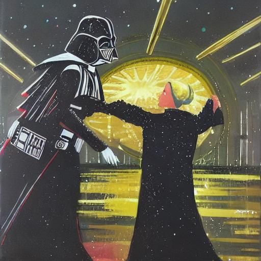 Darth Vader dancing the salsa, ballroom, cyberpunk, oil goua...