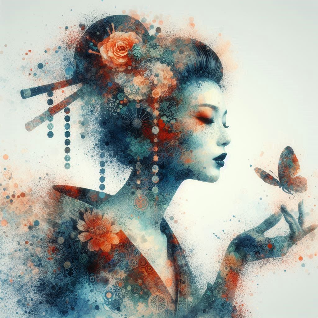 double exposure beautiful fantasy DALL-E 3 portrait landscap...