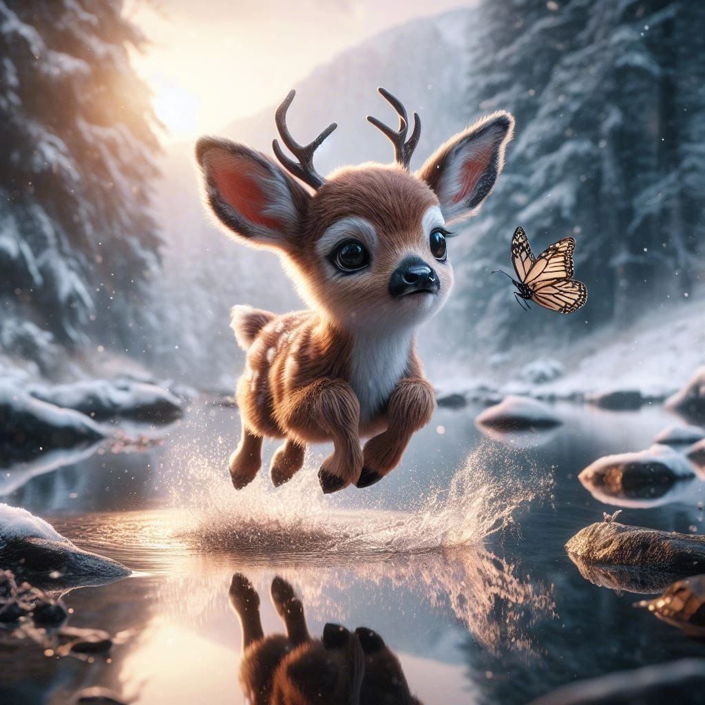 Leaping Fawn  by @Rosie