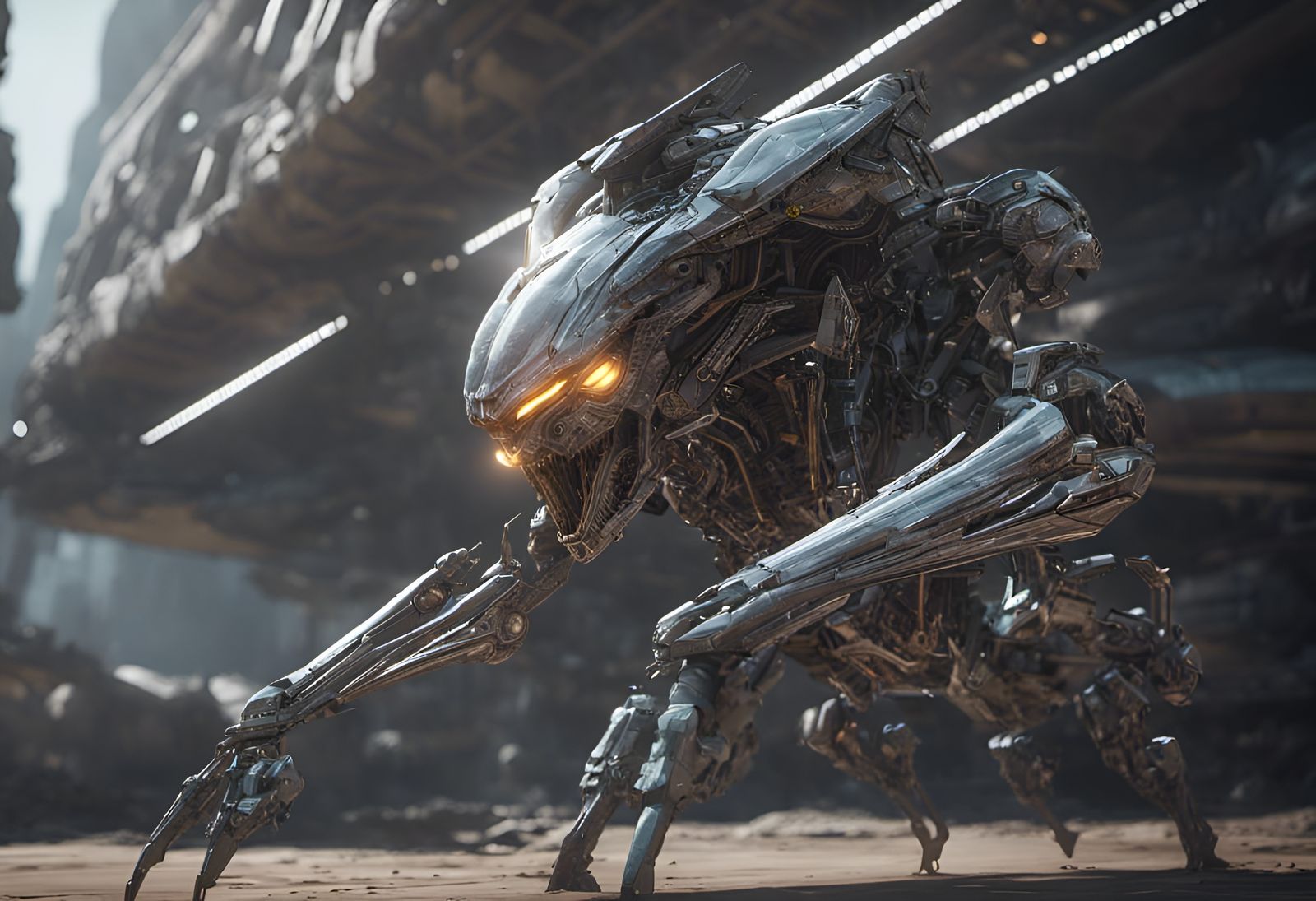 Alien predators overtaking western civilisation, intricate m...