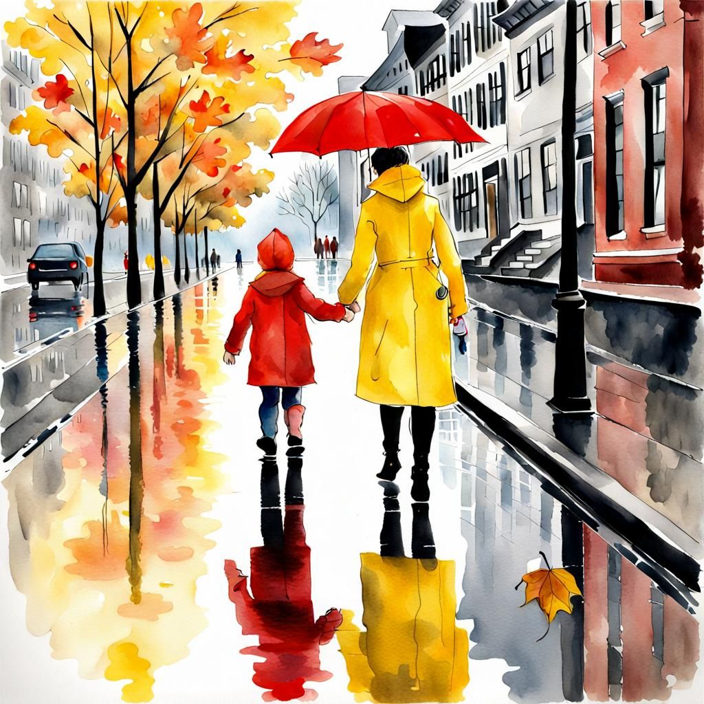 A walk in the rain  by @Arisiin
