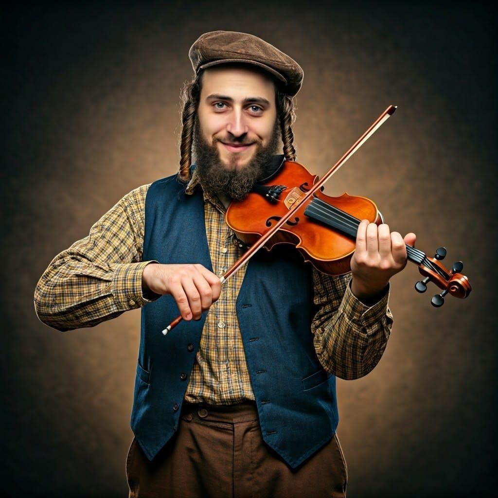 Happy Hasidic Jew Plays Violin