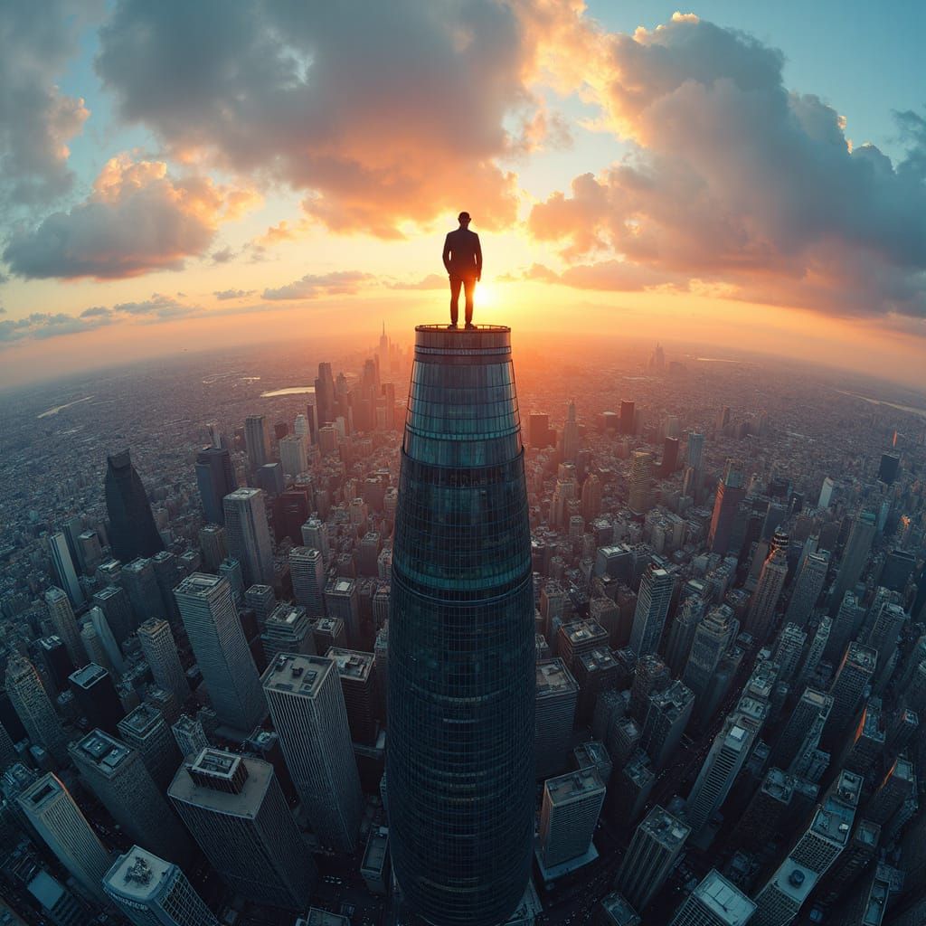 Surreal Sunset Panorama of London Skyscraper