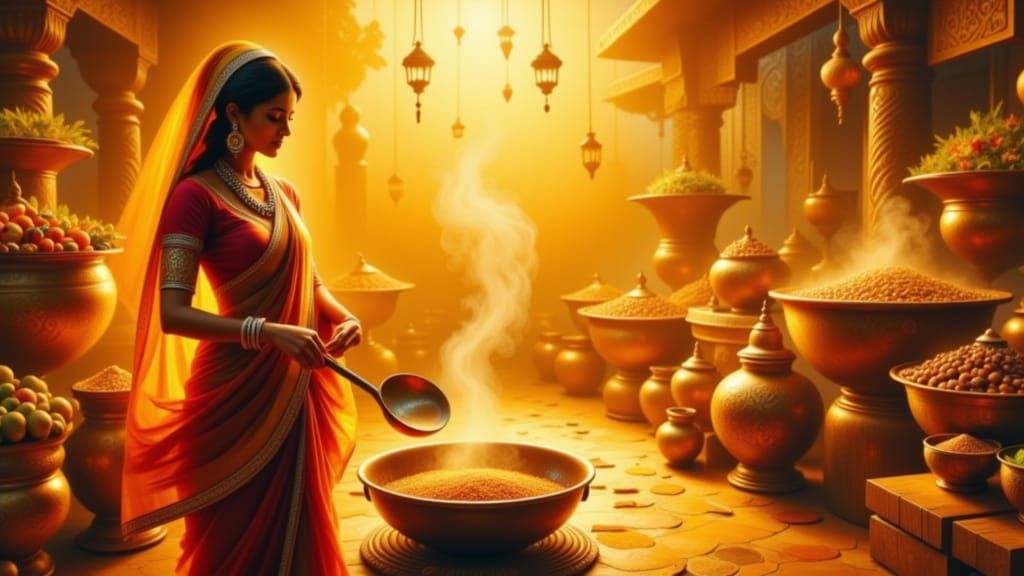 Indian Ayurvedic Cook in Golden Hour Light