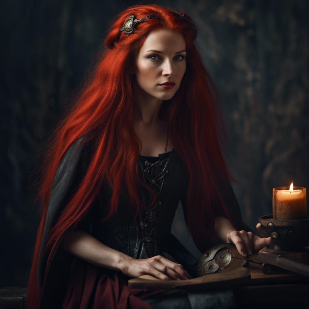 Red haired medieval witch