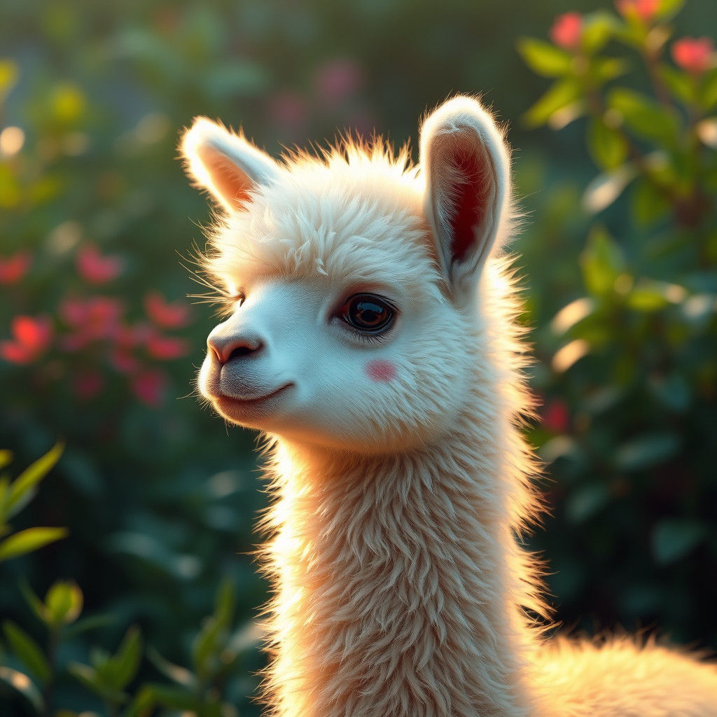 Cute Golden Baby Llama Fantasy Concept Art