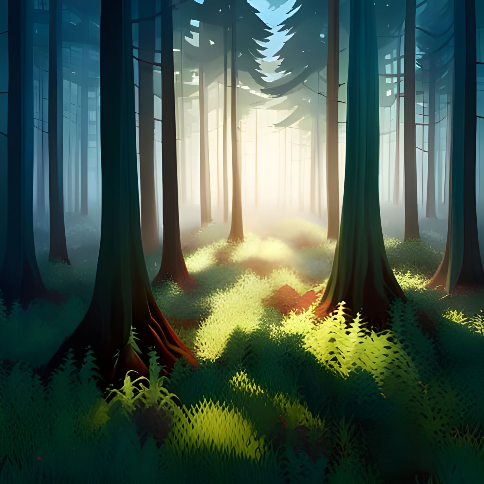 Landscape of an old growth forest that are made entirely of ...