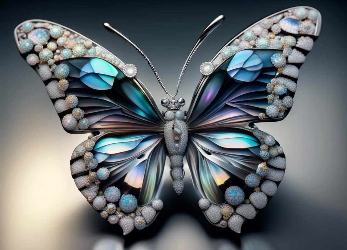 Diamond gemstone butterflyaOpal gemstone butterfly