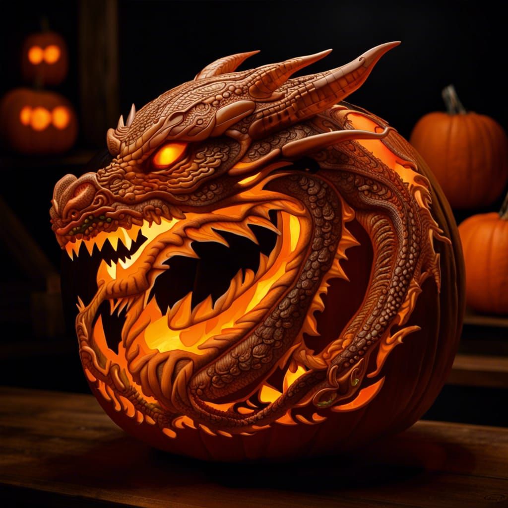 Dragon pumpkin carving  by @Bjobjokke