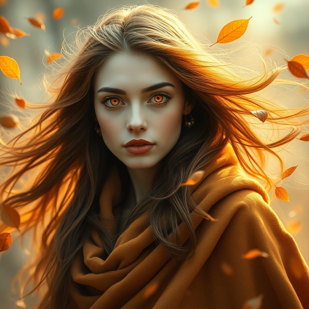 Ethereal Autumn Goddess in Vibrant Watercolor