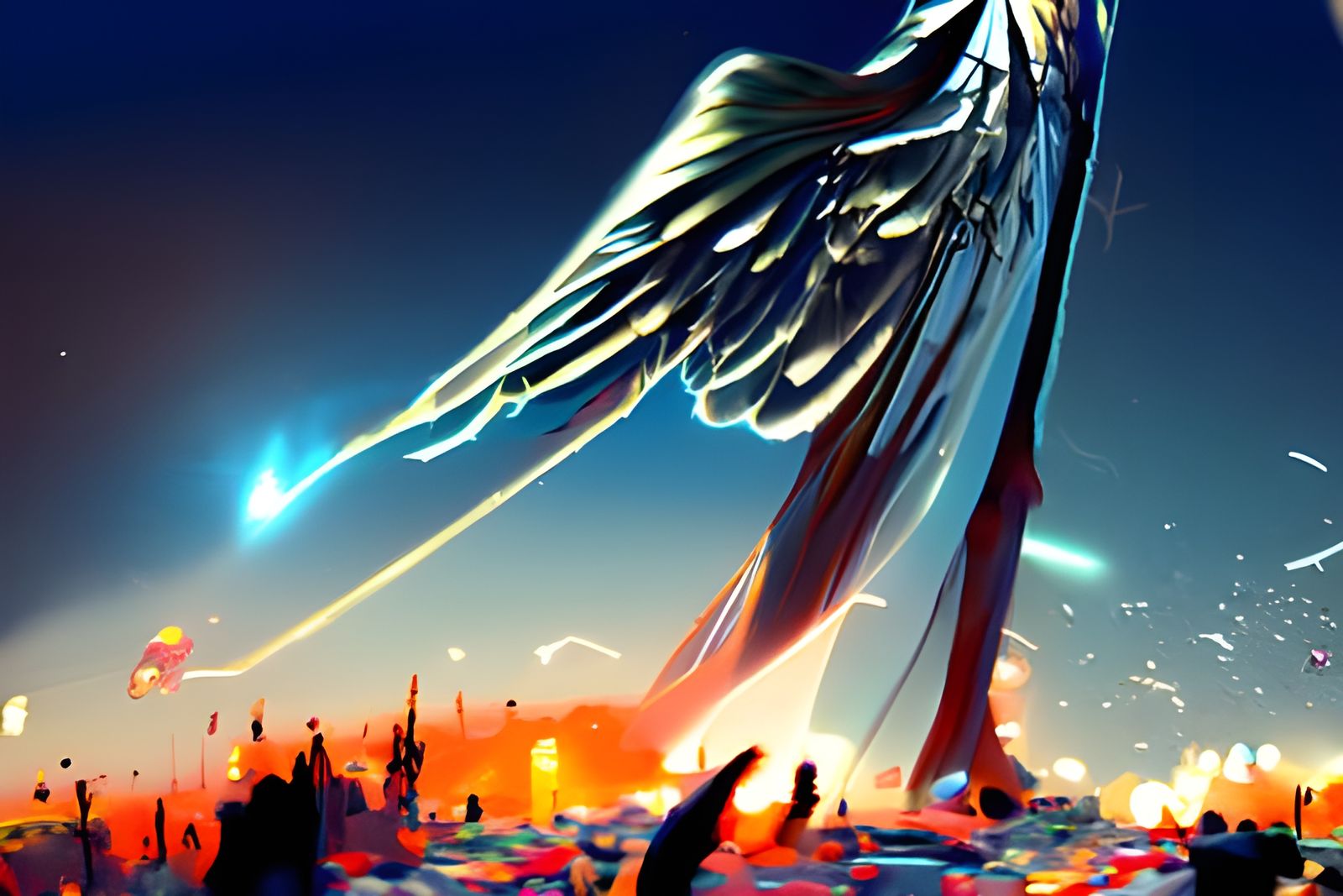 A big angel destroying the city
