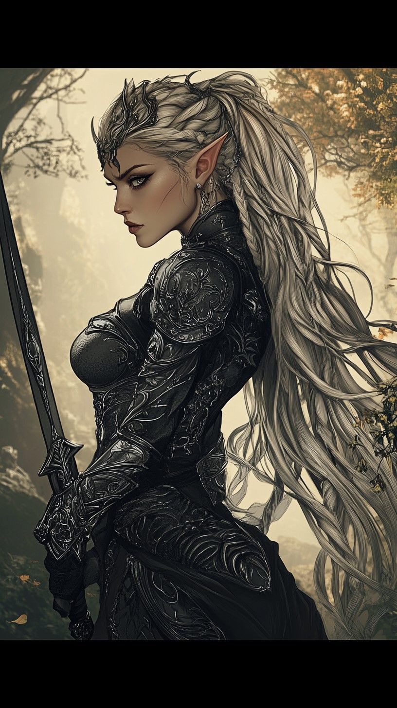Female warrior elf side view
